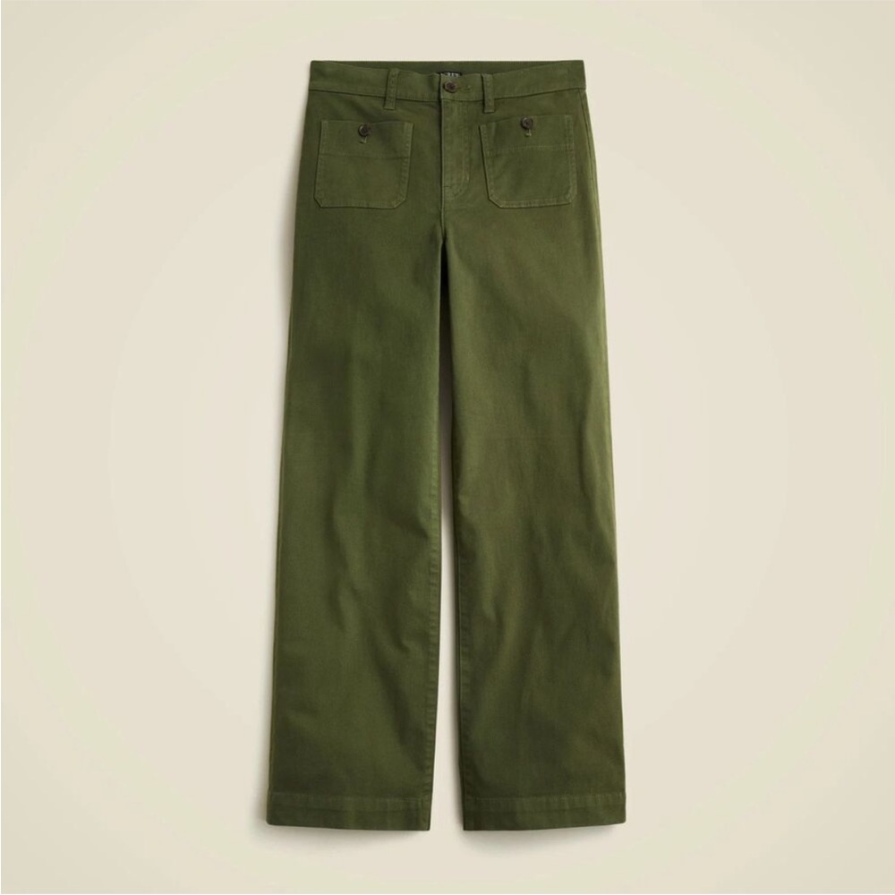 J.Crew Sailor Slim Wide-leg Chino Pant 28 Green Stretch High Rise BY637